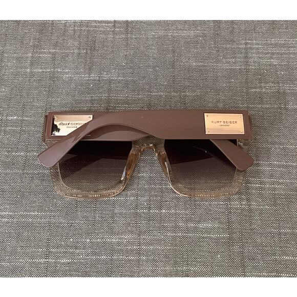 New Kurt Geiger London Womens Crystal Tan/Brown Gradient Square Sunglasses - Picture 7 of 15